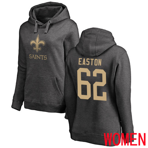 New Orleans Saints Ash Women Nick Easton One Color NFL Football #62 Pullover Hoodie Sweatshirts